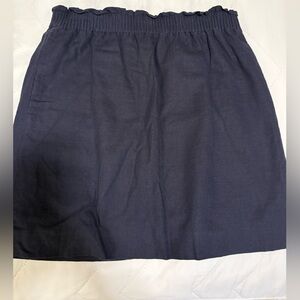 J. Crew Factory Navy Linen-cotton blend city skirt